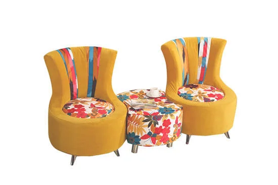 现代简约多彩花纹绒布沙发椅 时尚