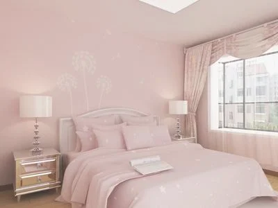粉色墙壁配什么颜色的窗帘