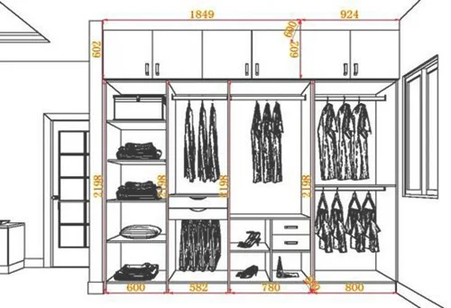 衣柜投影面积和展开面积比例